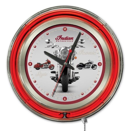 Holland Bar Stool Co Indian Motorcycle Double Neon 15" Clock Clk15Indn-Multi